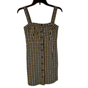 Hollister Oxford Button down plaid mini short dress sleeveless spaghetti straps